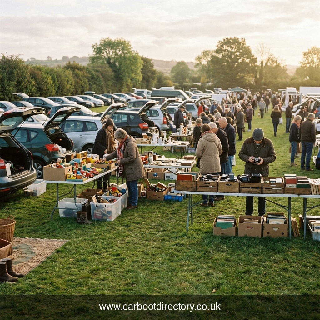 Rummaging at a Car Boot Sale Stall