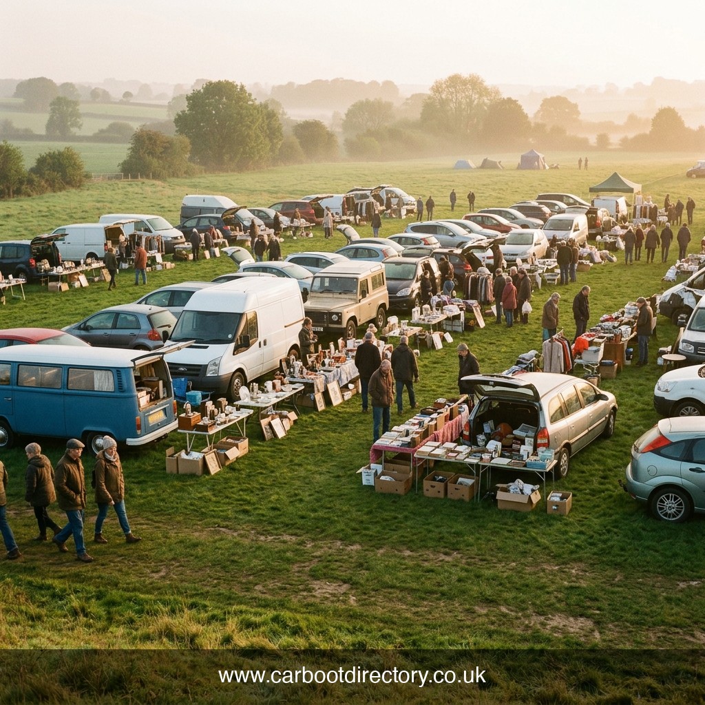 Rows of Cars and Vans Parked on Showground Field